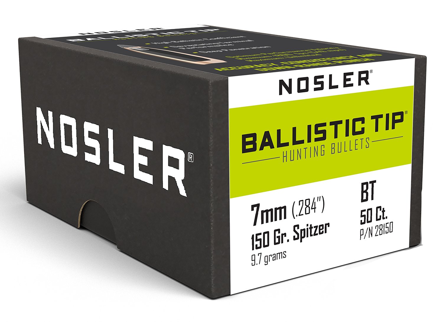 Nosler 28150 Ballistic Tip Hunting 7mm .284 150 GR Spitzer 50 Per Box
