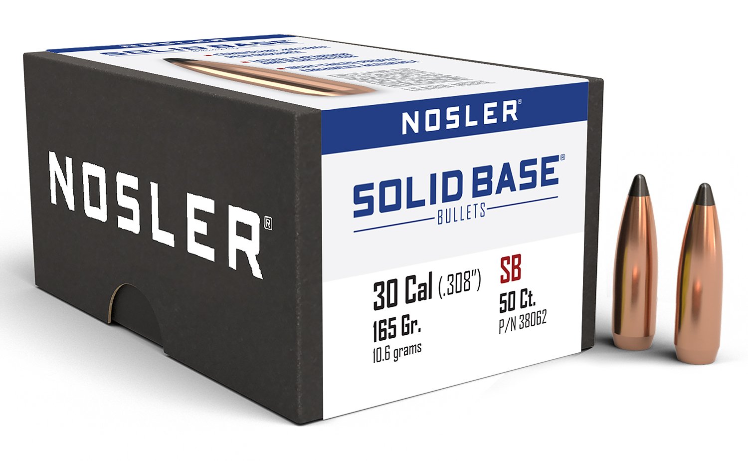 Nosler 38062 SB-30 30 Caliber 165 Grain Soft Point Reloading Bullets 50CT