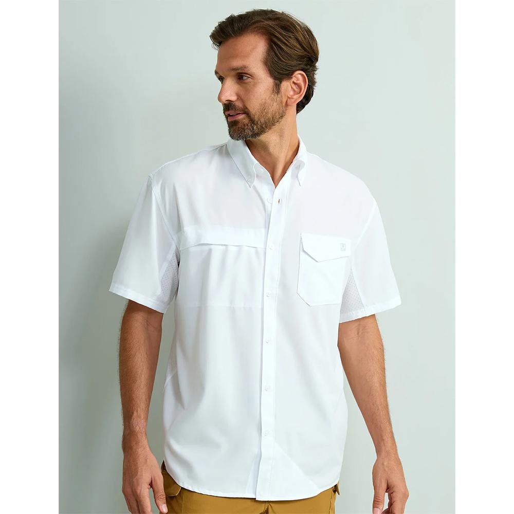 Huk Tide Point Short Sleeve Button Down Shirt White M - Marolina DBA HUK