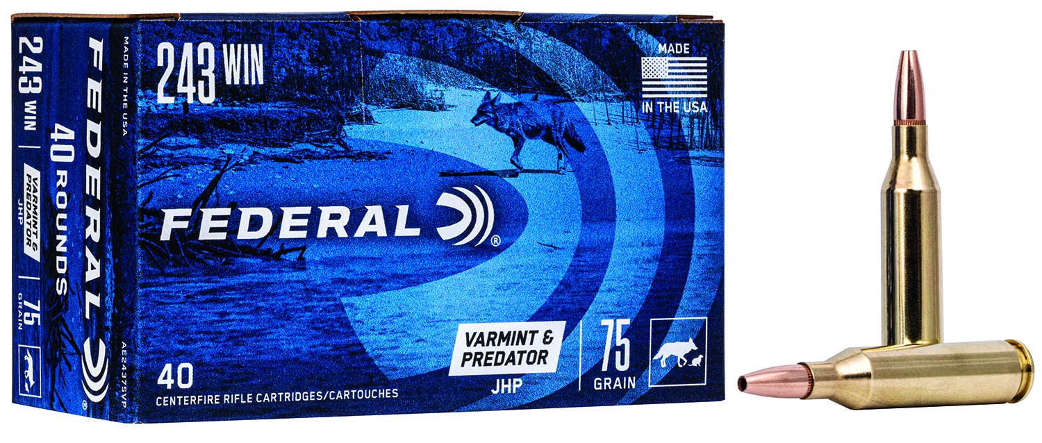 Federal AE24375VP .243 Win 75gr Jacketed Hollow Point 40 Rounds