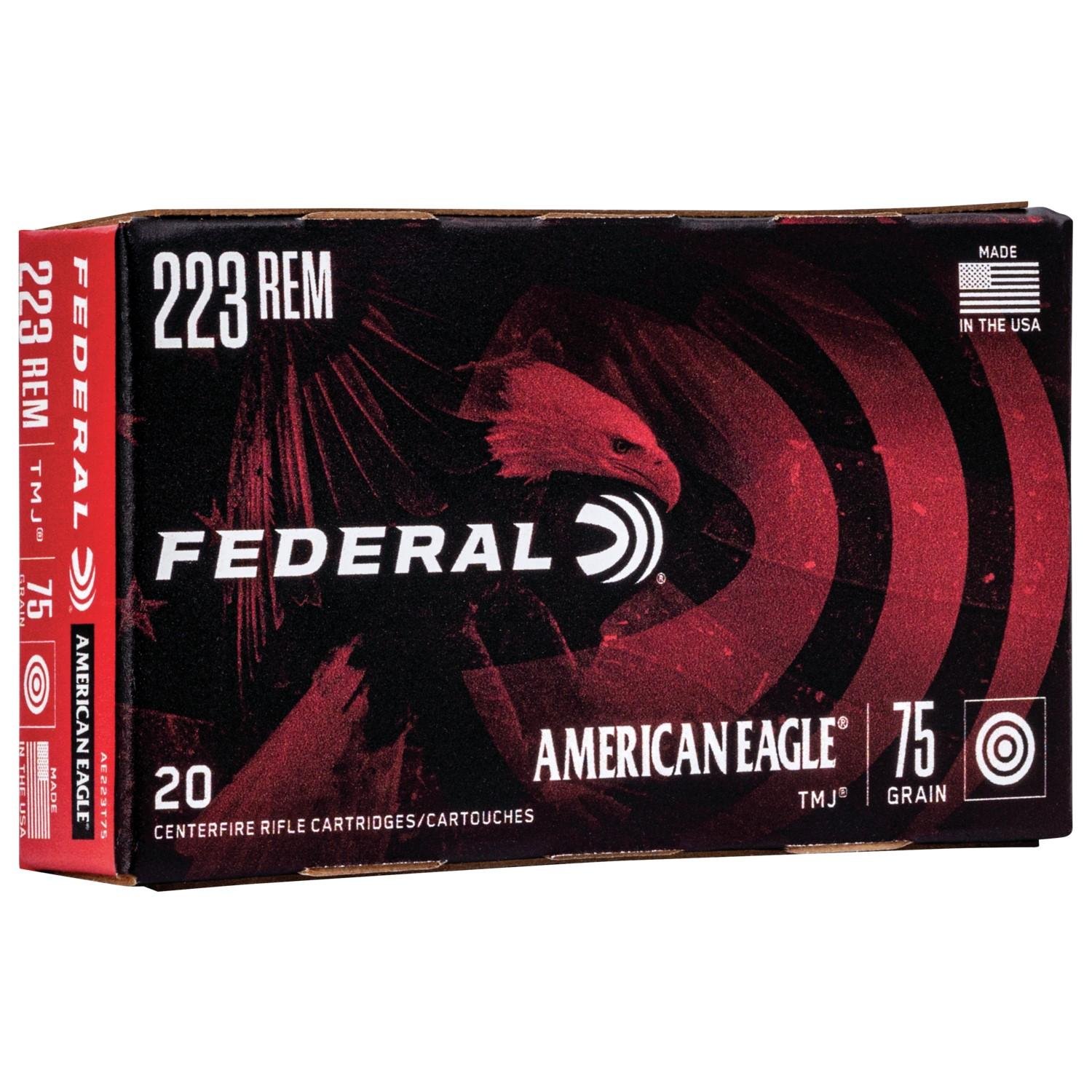 Buy Federal AE223T75 American Eagle 223 Rem 75gr TMJ Ammo 20 Rounds online