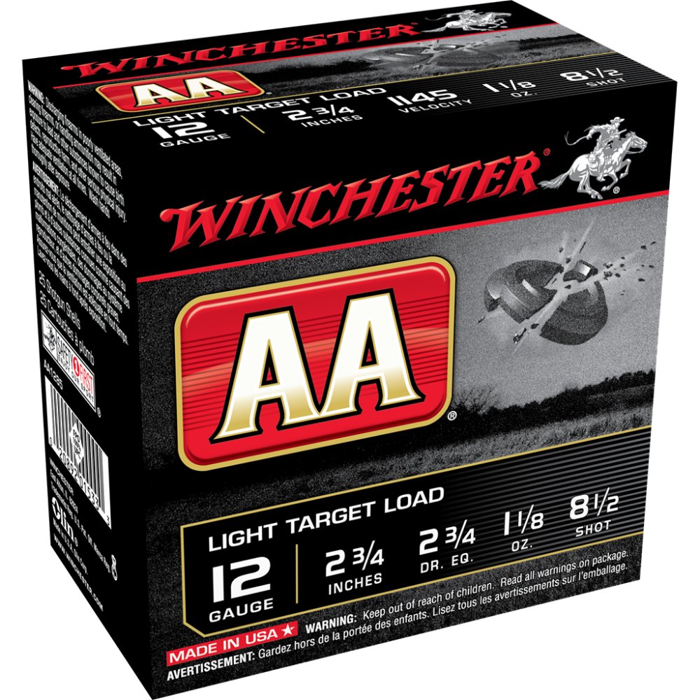 Winchester AA Light Target 12 Gauge 2.75" 1 1/8 oz 1145 fps 8.5 Shot - Winchester - LEAD