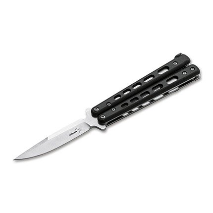 Boker 06EX226 Balisong 3.5" Black G10 Titanium D2 Steel Knife - BOKER