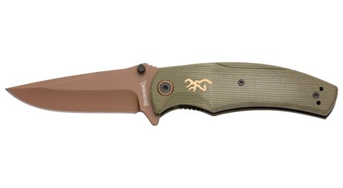 Browning 3220466 Trailside Knife, Green, 3.5" D2 Steel Drop Point Blade - Browning