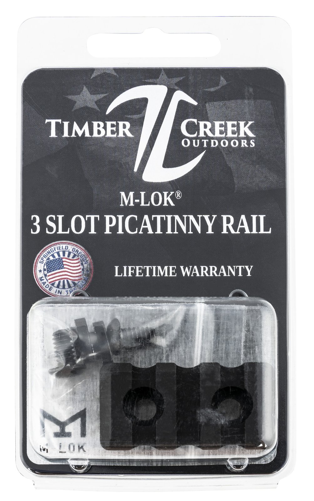 Timber Creek M3SPRBL M-LOK 3 Slot Picatinny Rail Black Anodized Aluminum