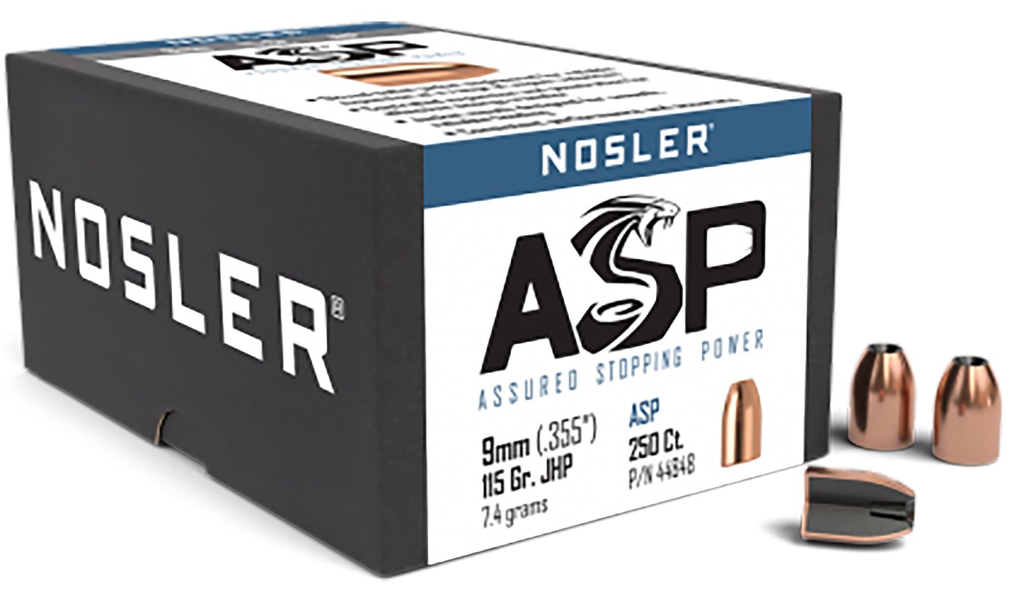Nosler 44848 9mm 115gr Jacketed Hollow Point Bullets 250 Count - Nosler - 9mm