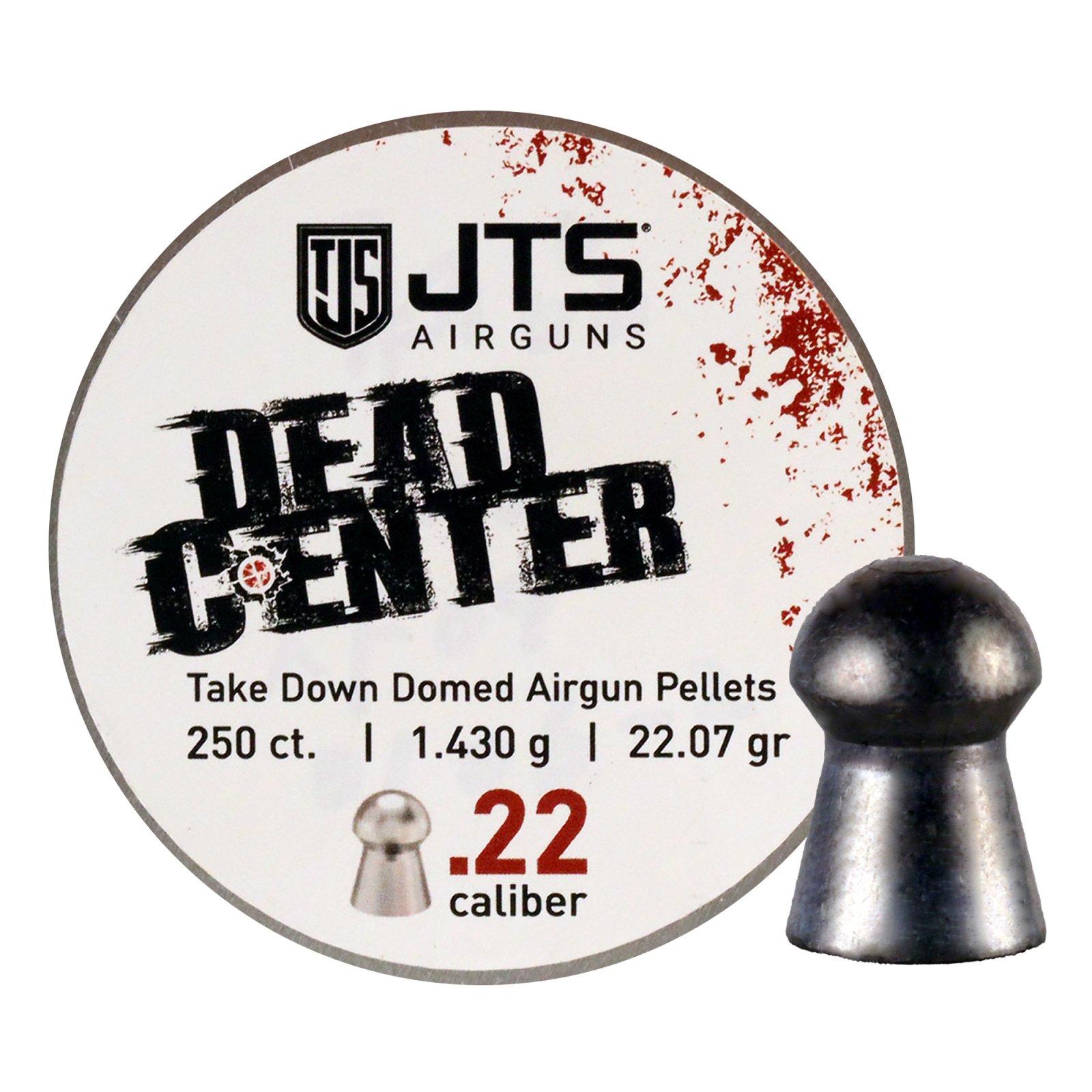 JTS Group Dead Center .22 Caliber Pellets Domed Tip 21.53 Grain 250 Per