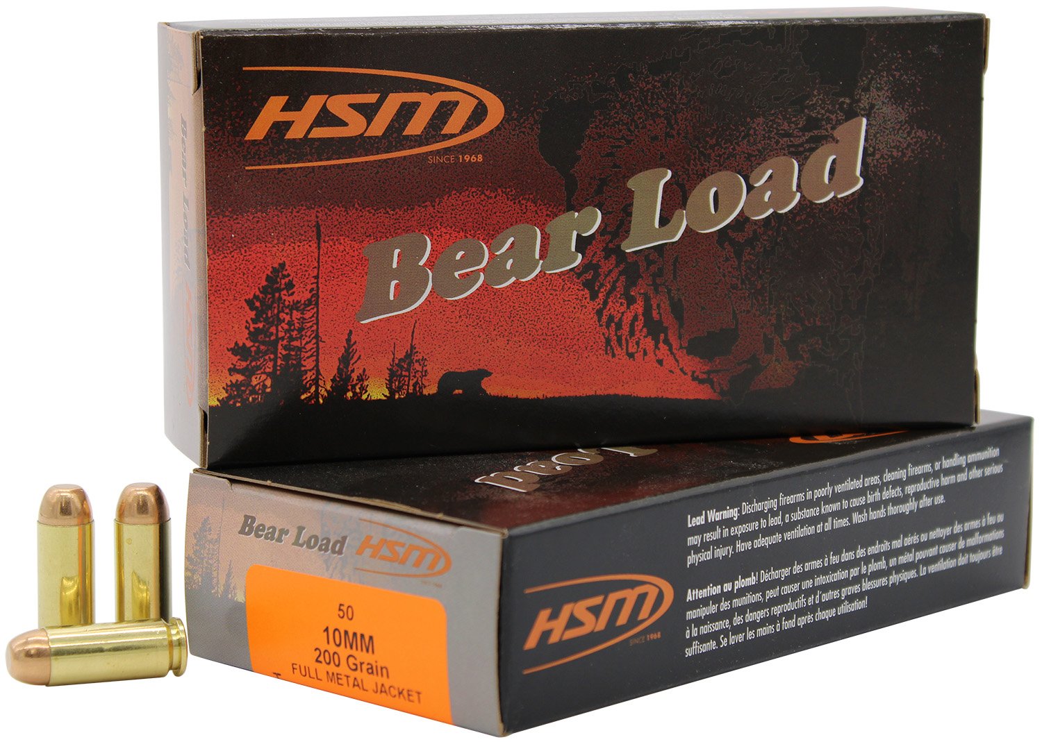 HSM 10MM8N 10mm Auto 200gr FMJ Ammo 50 Rounds 1093fps 531ft-lbs - HSM Ammunition - 10MM AUTO