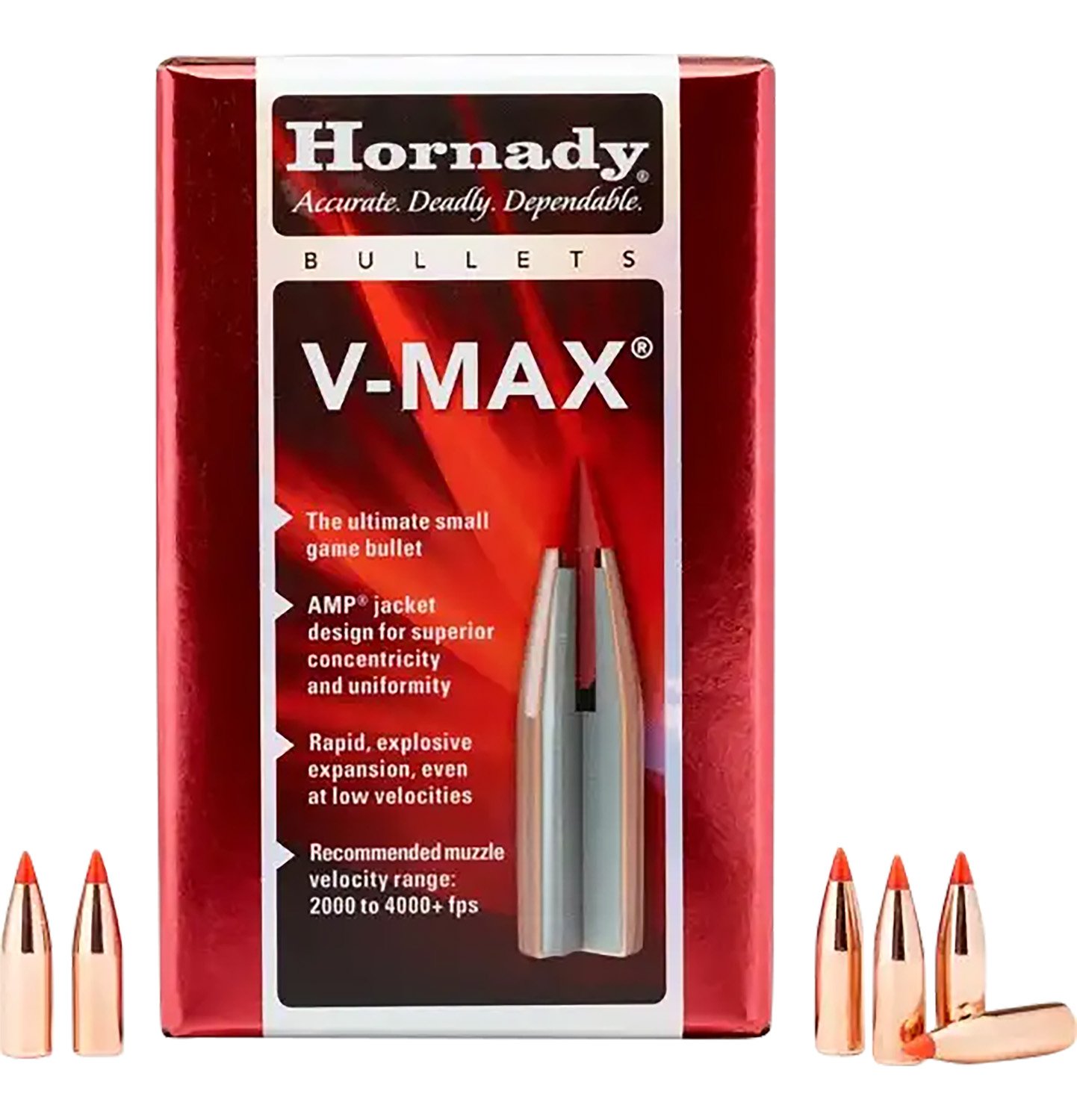 Hornady V-Max 6mm .243 75 Grain Polymer Tip Bullets 100 Box - Horn Hunter - 243 Caliber