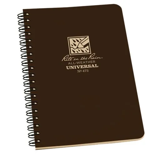 Rite in the Rain Polydura Side-Spiral Notebook 4.875 x 7 In Brown
