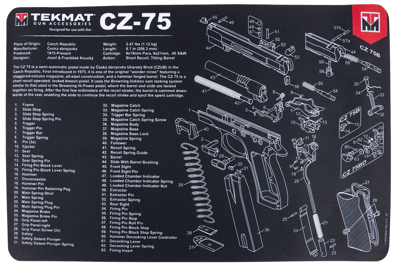 TekMat CZ-75 Cleaning Mat 11" x 17" Non-Skid Rubber Backing - TEKMAT - NOT APPLICABLE