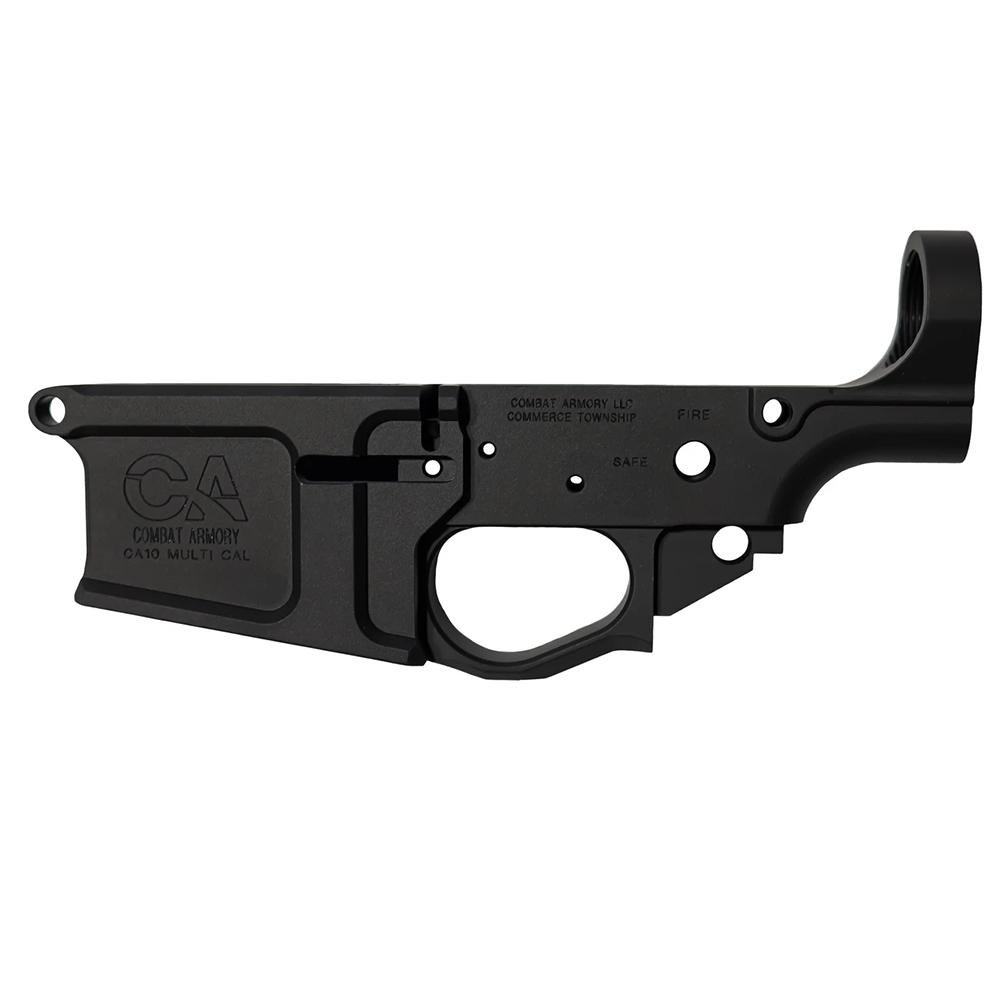 Combat Armory Billet AR-10 Lower Receiver Stripped with Mag Release and Ejector Black
