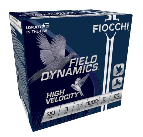 Fiocchi 203HV8 Field Dynamics 20Ga 3" 1 1/4oz 8Shot 25/Box - Fiocchi - LEAD