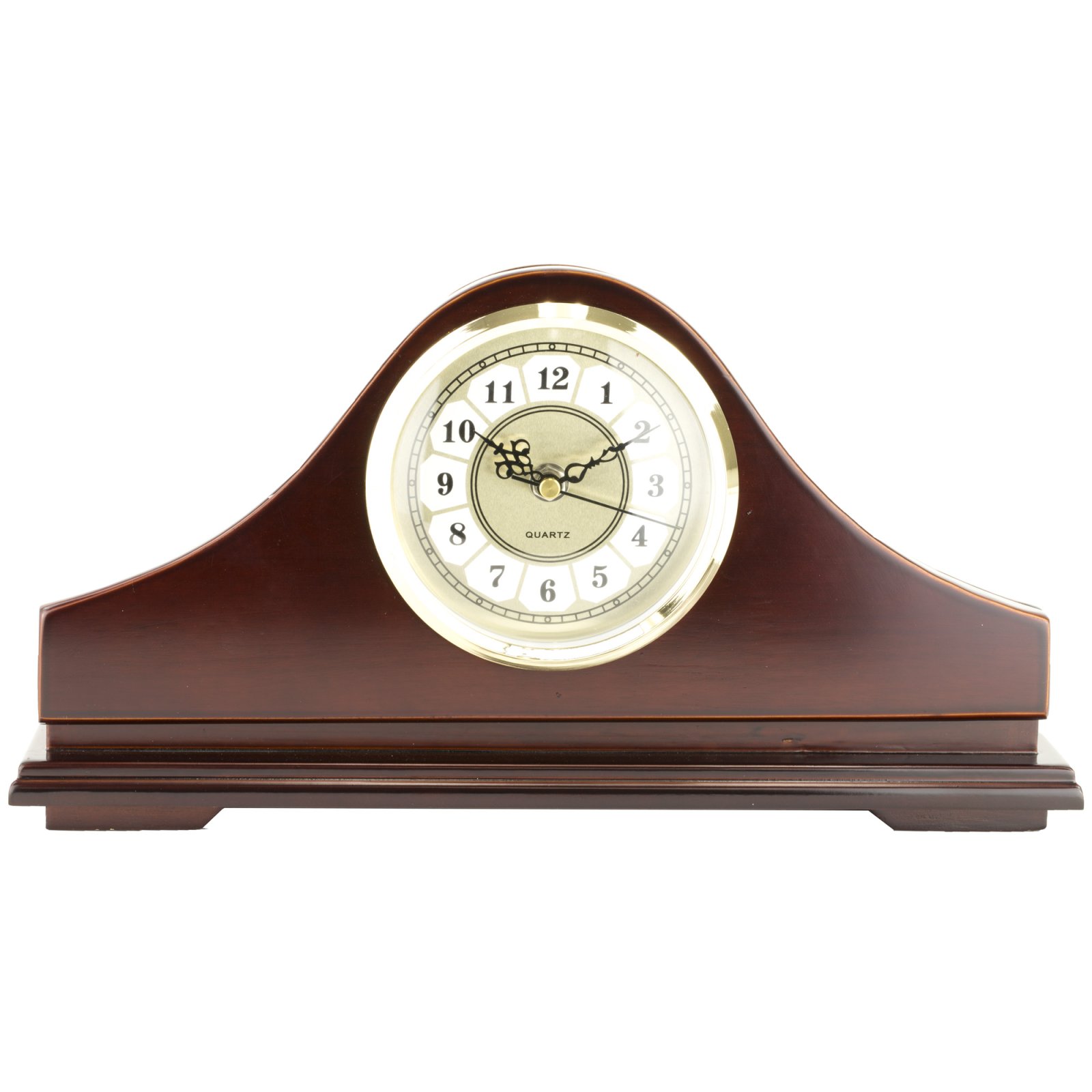 PS Products Mantle Gun Clock - Solid Wood, Mahogany Stain, Quartz Movement