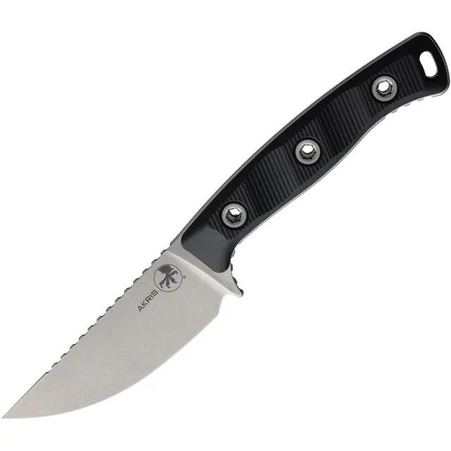 Microtech 95-10BK-6 Akris 3.7 In SE Stonewash Black G-10 Tan Kydex