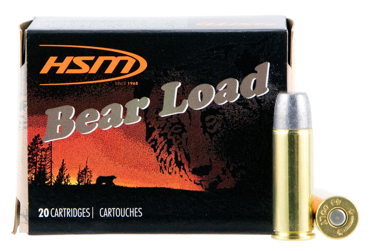 HSM 45C7N20 Bear Load .45 Colt 325gr Wide Flat Nose 20 Rounds
