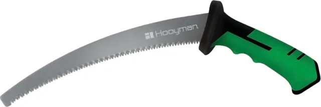 Hooyman 1112250 Curved Blade Hand Saw, 13" MegaBite SK5 Steel, Ergonomic H-GRIP, Black/Green with Custom - AOB