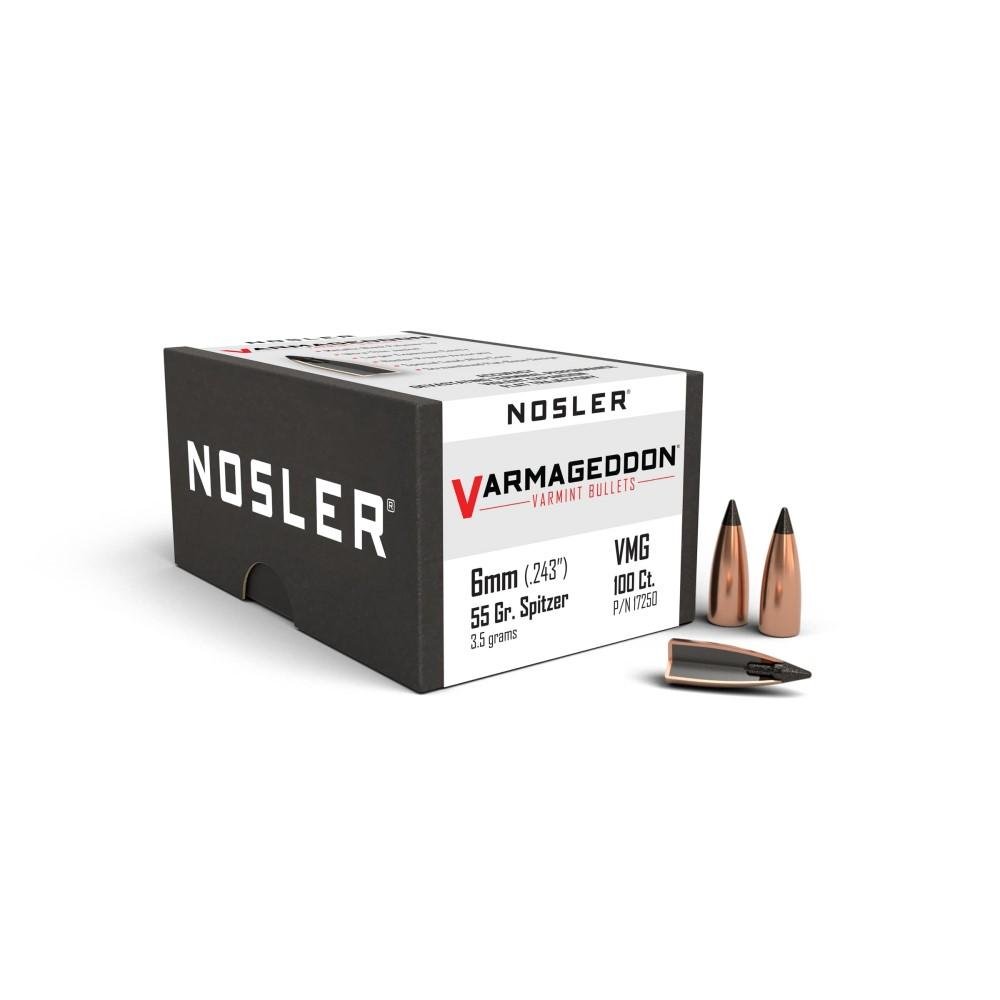 Nosler Varmageddon Bullets 6mm 55 gr. FB Tipped 100 pk. - Nosler - 6MM