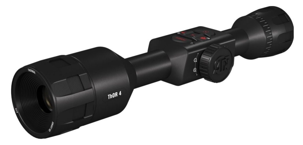 ATN Thor 4 384 Thermal Rifle Scope, 2-8x25mm, Obsidian IV Dual Core, 1280p Video, 720p Streaming, Smart Range Finder, 3D Gyroscope, iOS & Android Compatible