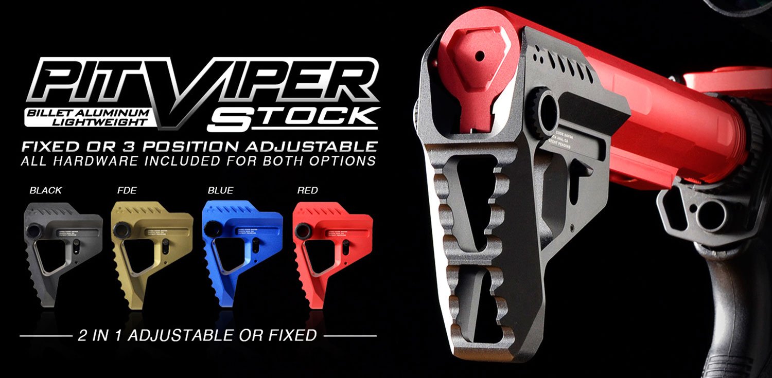 Strike Industries Pit Viper Stock AR-15 Adjustable Black 6061 T6 4 oz
