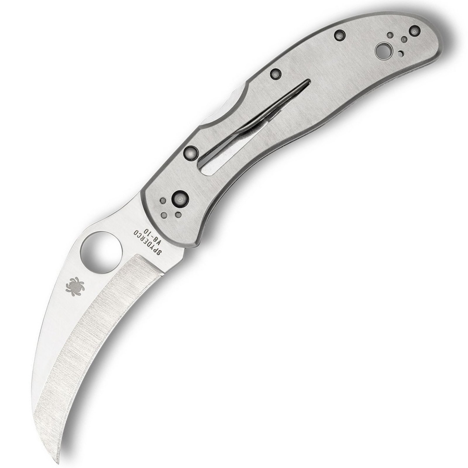 Spyderco Harpy Clipit Folding Knife 2.75in Hawkbill Blade Satin