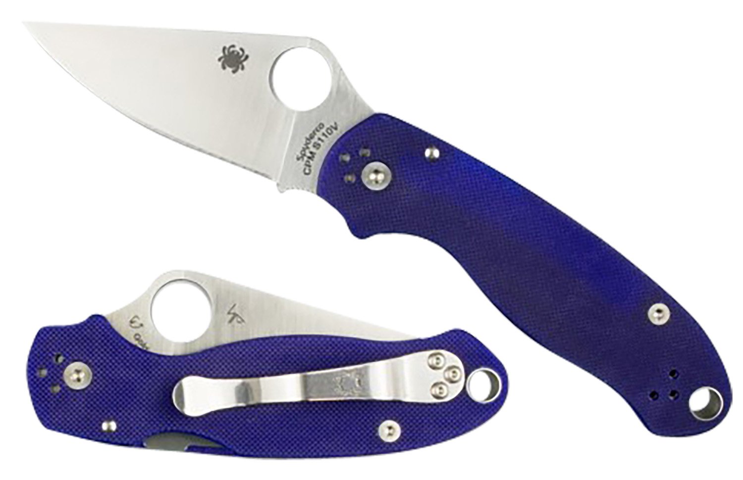 Spyderco C223GPDBL Para 3 Satin 3" Plain Edge Dark Blue G-10 CPM S110V - Spyderco
