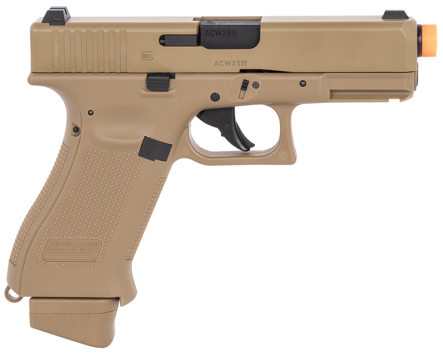 Umarex 2276338 Glock G19X Gen5 Airsoft CO2 6mm Coyote Tan 14+1 Steel Slide - UMA - 6MM
