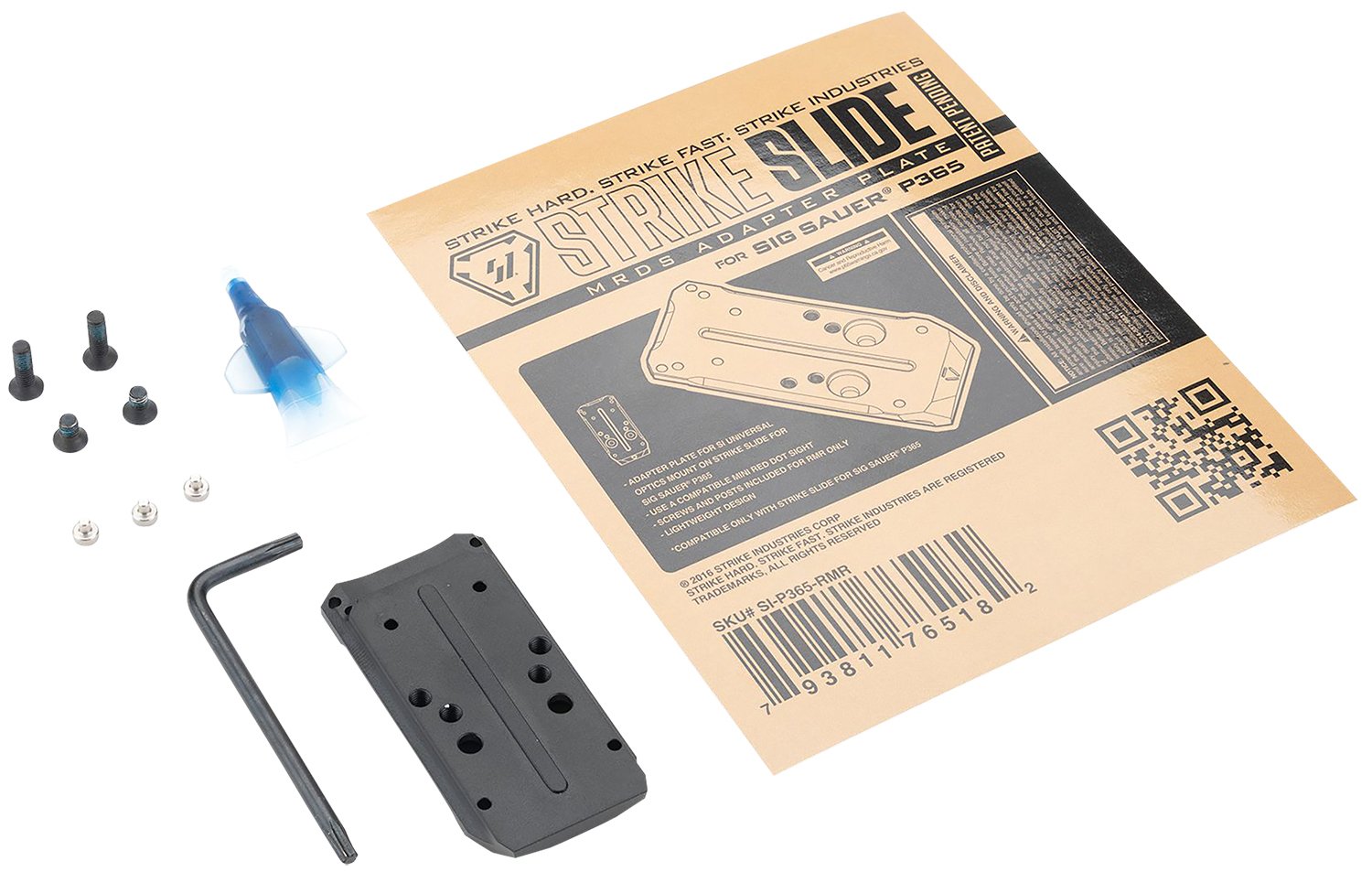 Strike Industries P365RMR Slide Adapter Plate Black 5.80" for Red Dot Sights