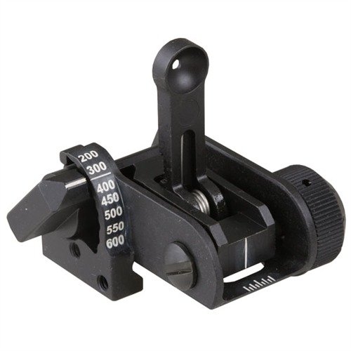 MaTech AR-15 Flip-Up Adjustable USGI Backup Iron Rear Sight Black