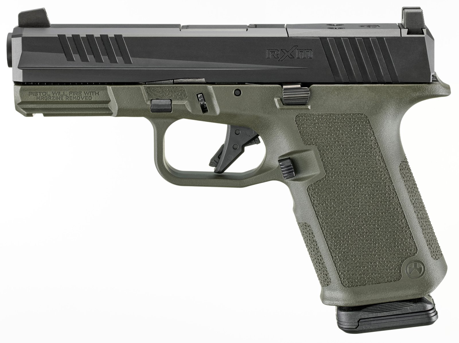 Ruger RXM Handgun 9mm Luger 15rd Magazines(2) 4 Barrel ODG Poly Frame Front Night Sight