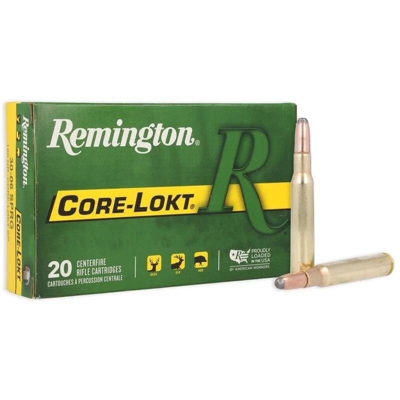 Remington Ammunition 21407 Core-Lokt Hunting 30-06 Springfield 180 gr Soft Point (SP) 20 Per Box