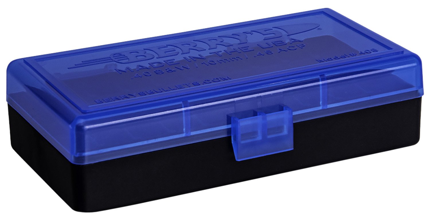 Berry's Ammo Box #408 - .40 S&W/.45 ACP 50/rd Blue/Black - Berry's Mfg - AMMO BOX