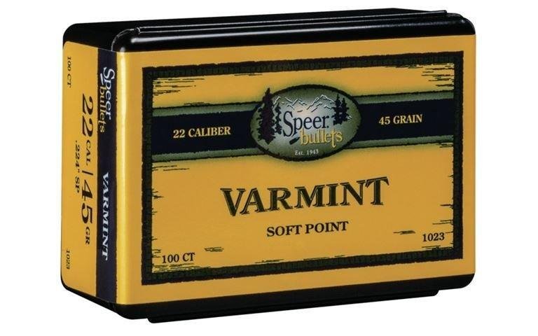 Speer 1023 Varmint 22Cal 45gr Jacketed Soft Point Bullets 100ct