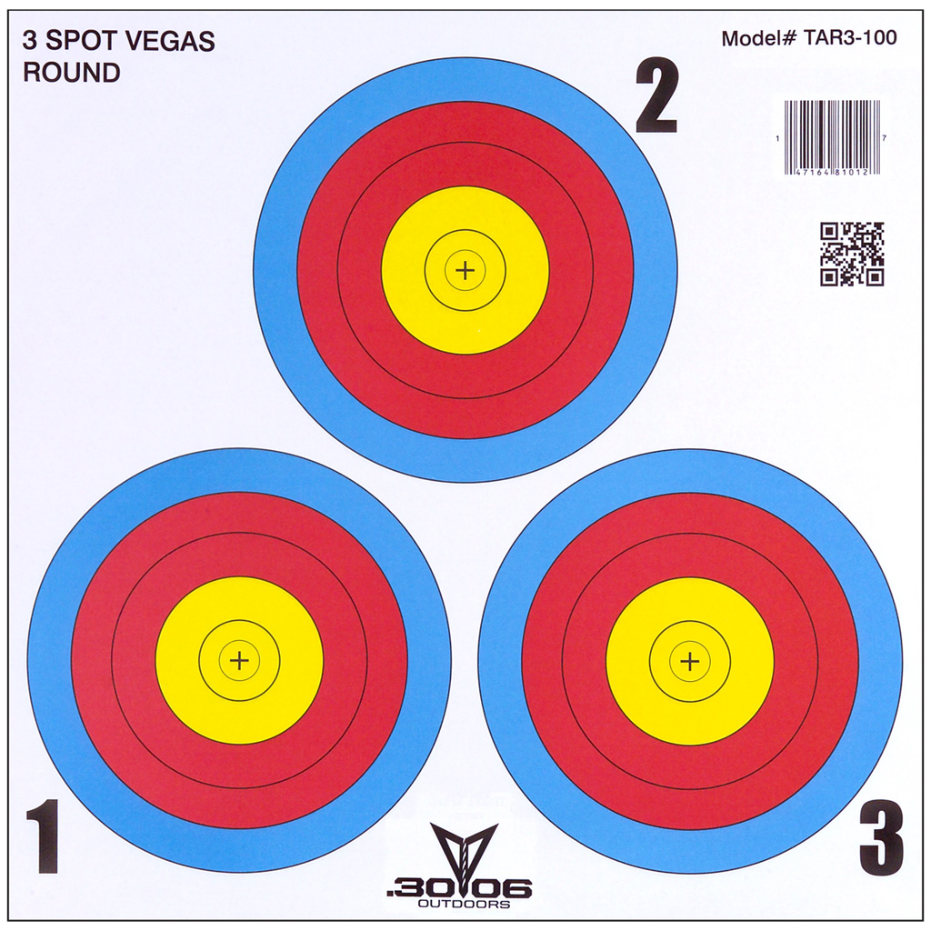 147164810110 TAR3-100 30-06 Paper Targets 3 Spot Vegas 100 Pack - 30-06 Outdoors