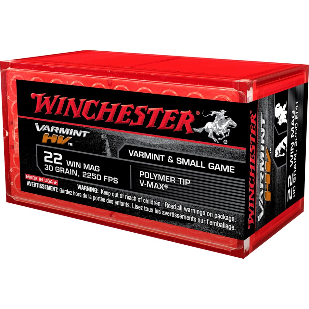 Winchester Varmint 30gr V-Max 50rd HV Rimfire 22 WMR Ammunition (S22M2PT) - Winchester - HORNADY V MAX