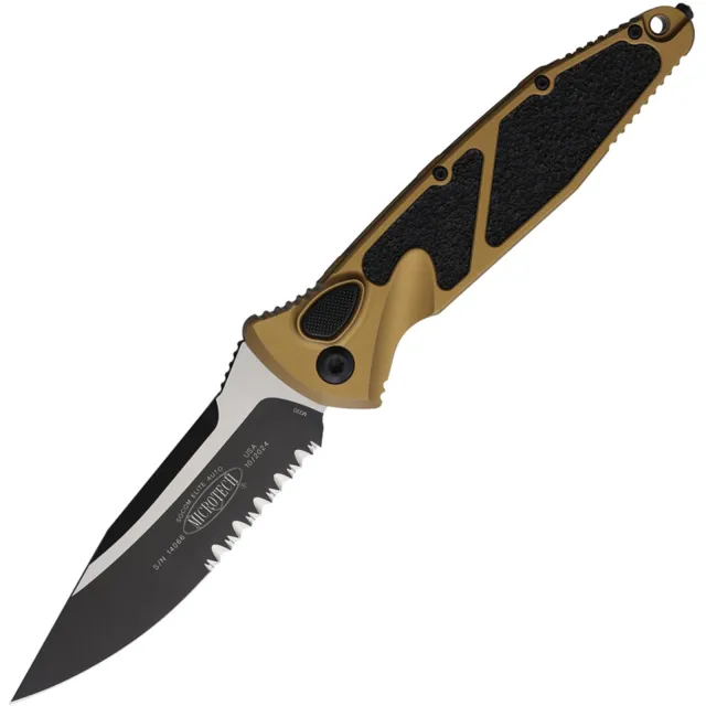 Microtech Socom Elite 3.98 In Partial Serrated Black Tan Alu Handle