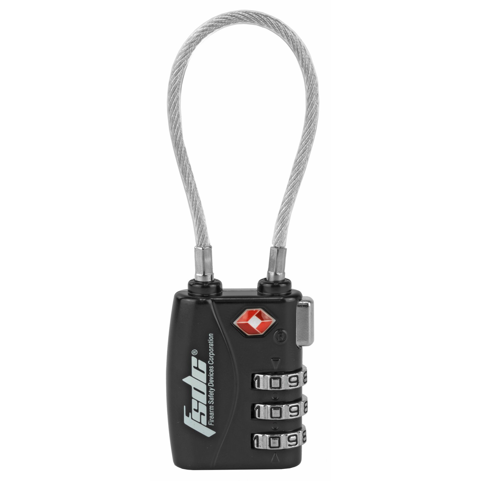 FSDC Lock Black TSA Lock w/Steel Cable