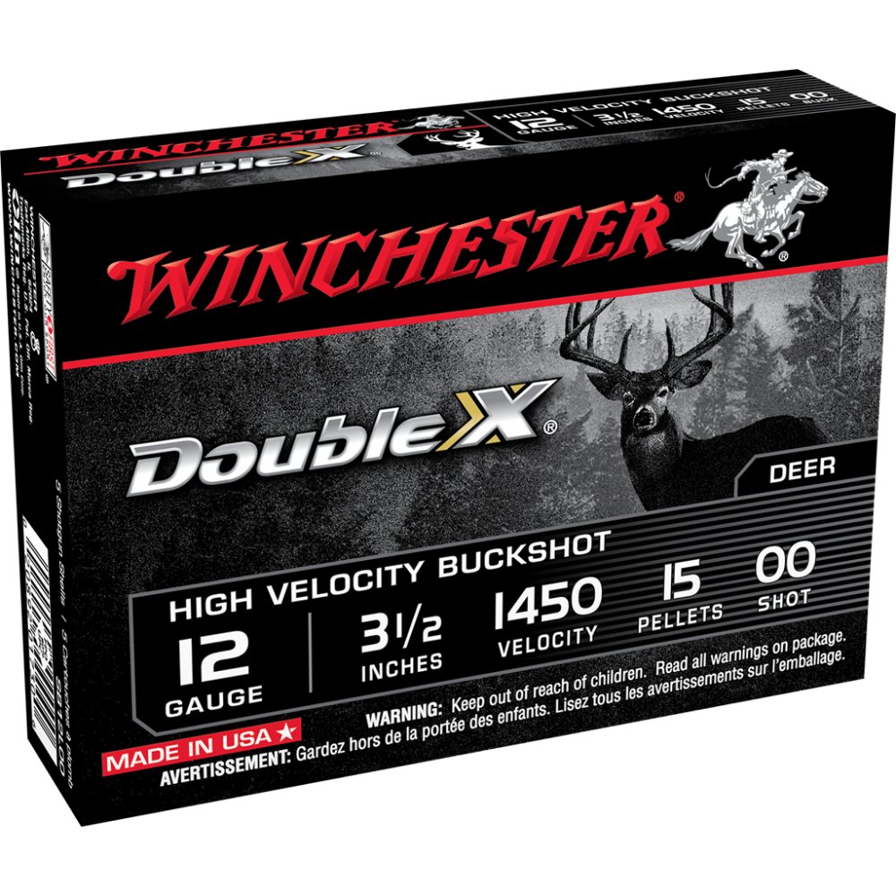 Winchester Ammo SB12L00 Double X High Velocity 12 Gauge 3.50" 15 Pellets 00 Buck Shot 5 Per Box/50 Cs - Winchester - LEAD