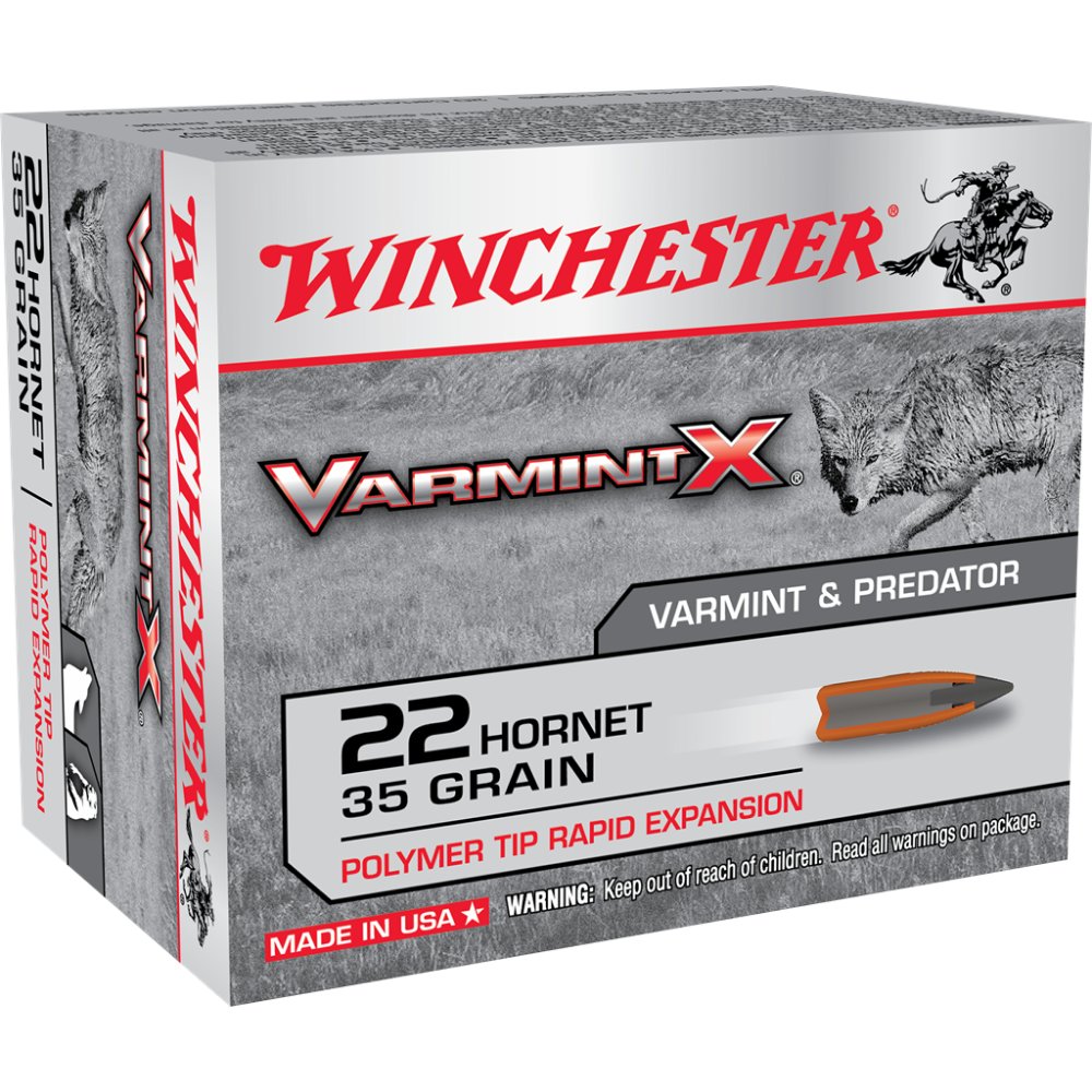 Winchester Ammo X22P Varmint X 22 Hornet 35 gr Polymer Tip Rapid Expansion 20 Bx/10 Cs - Winchester - POLYMER TIP RAPID EXPANSION