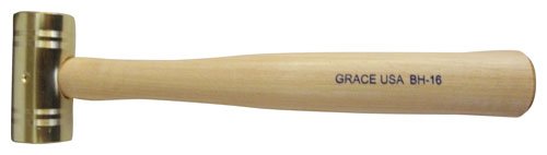 Grace USA GRBH16 16 oz Brass Hammer with Hickory Handle