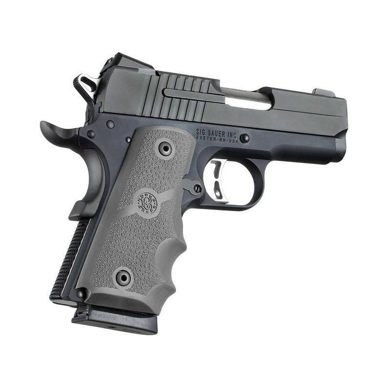 Hogue 43002 Officers Model Rubber Grip with Finger Grooves - Slate Grey - Hogue