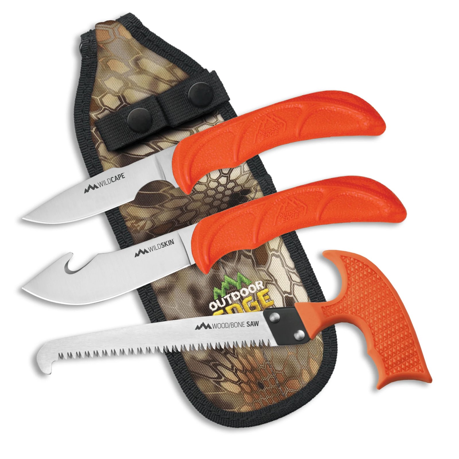 Outdoor Edge WG-10C WildGuide Knife Set 420J2 SS Blaze Orange Handle