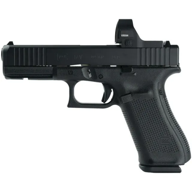 Glock V-Series Model 17 Handgun 9mm Luger 17rd Magazines (3) 4.5 Barrel Viridian RFX35 Black Cerakote Austria - Glock - 9mm