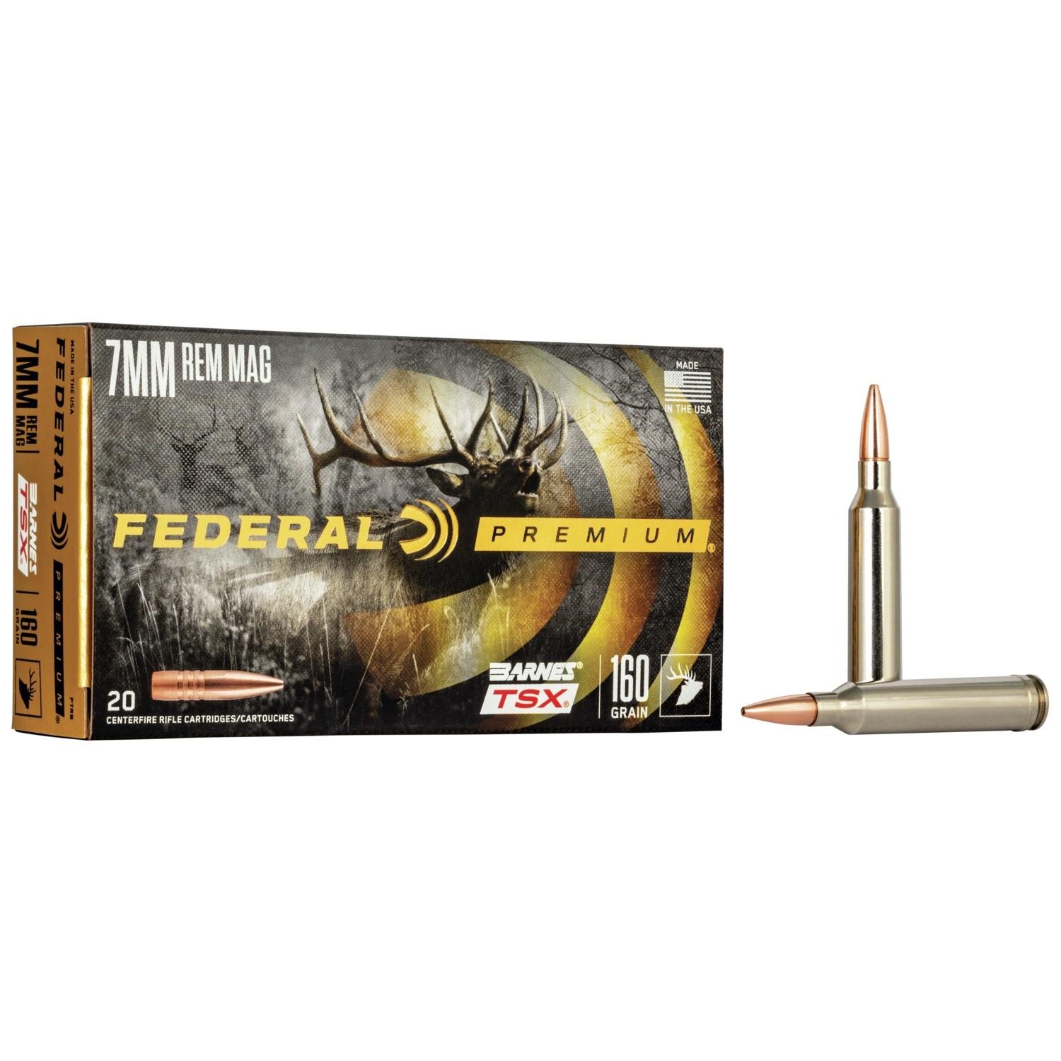 Federal P7RN Premium 7mm Rem Mag 160 gr Barnes TSX Ammo - 20 Rounds