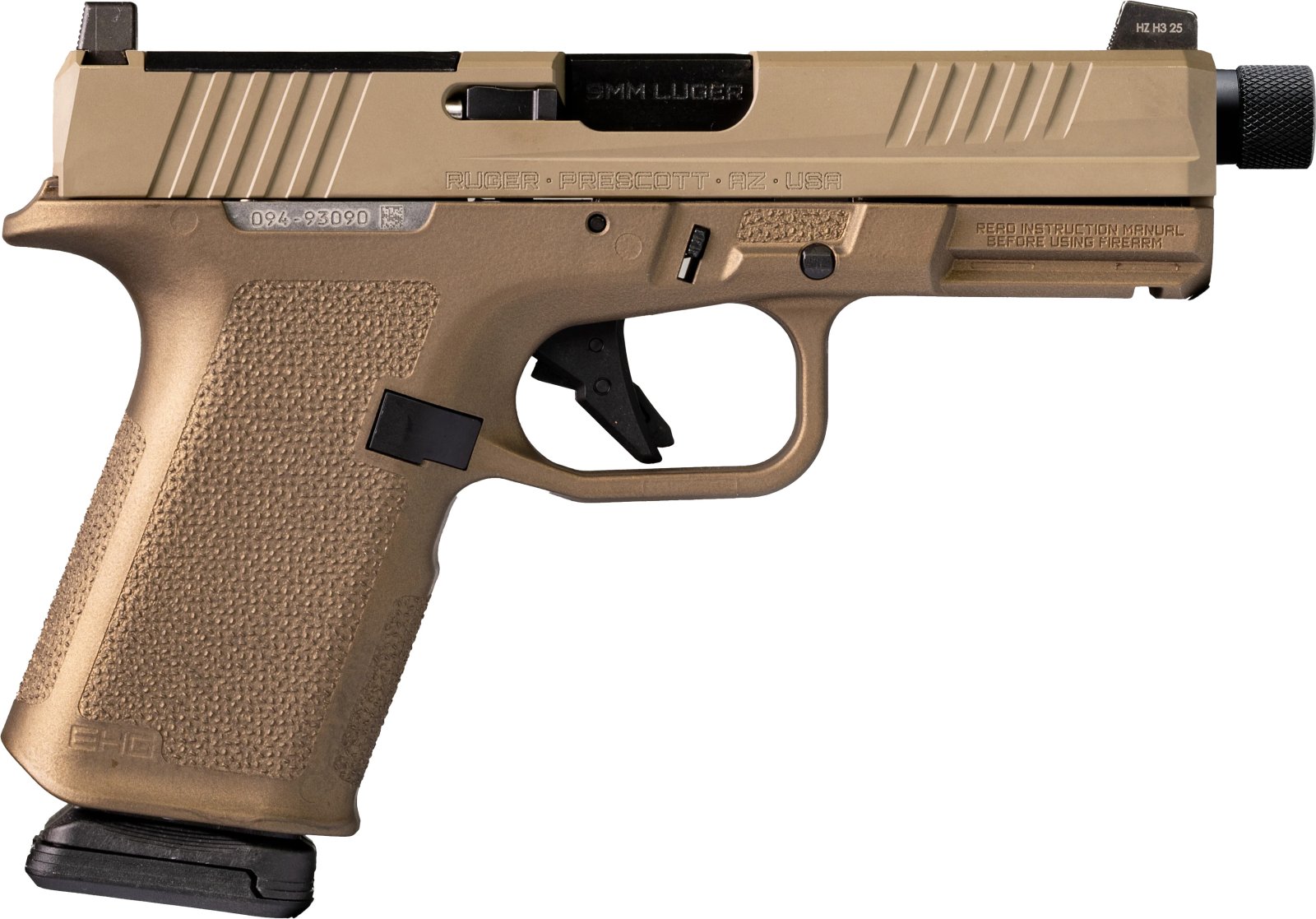 Ruger 9MM LUGER 15+1 4.5 Threaded 1/2 x 28 Flat Dark Earth Cerakote  - Ruger - 9MM