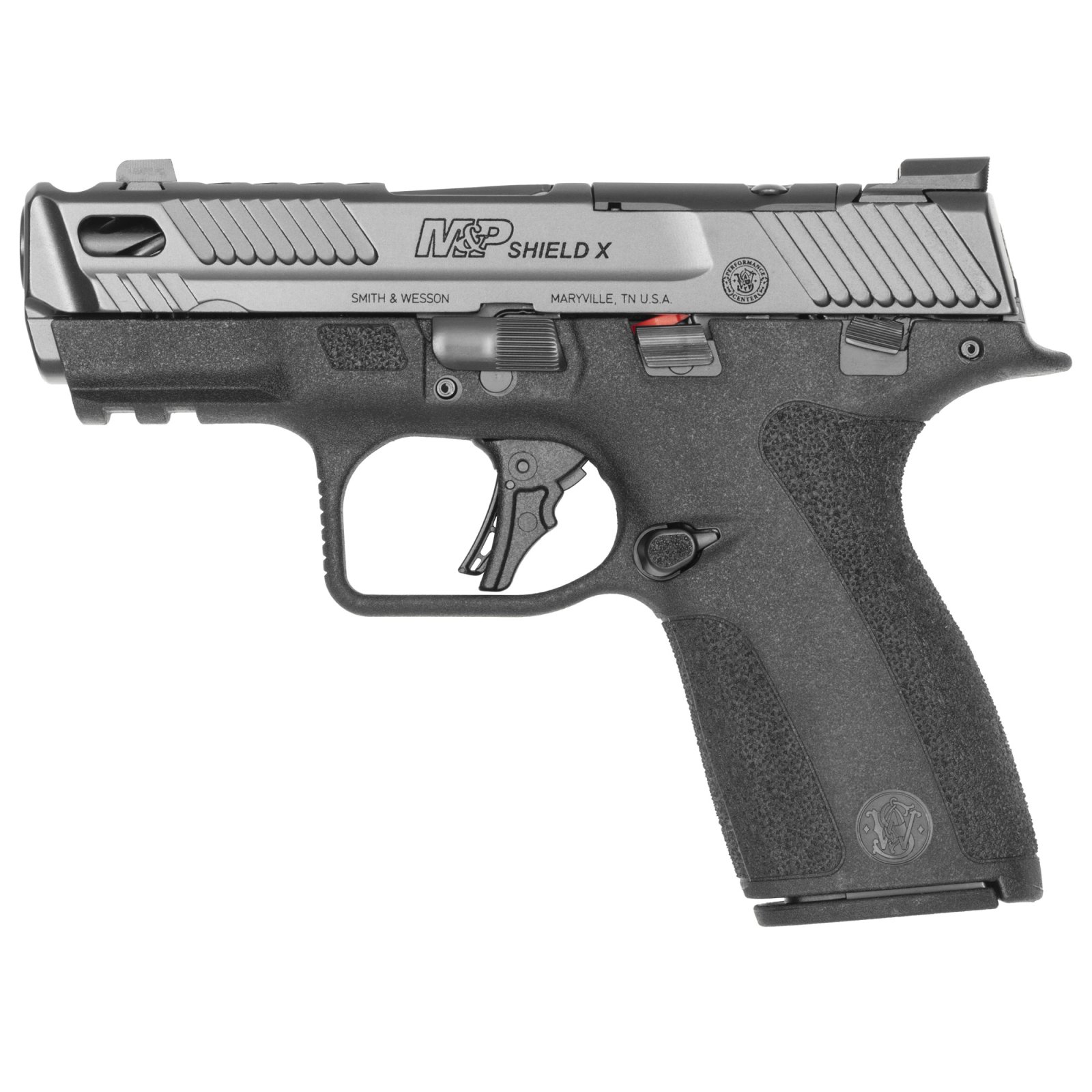 S&W PC M&P 9 Shield X Carry Comp Handgun 9mm Luger 13(1)&15(1)rd Magazines 3.6 Comp Barrel Thumb Safety Black - Smith & Wesson - 9mm Luger (9x19 Parabellum)