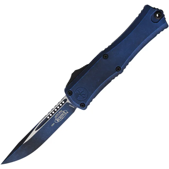 Microtech Hera II Mini 2.96 In Single Edge Standard Cerakote Weathered Blue Alum Handle