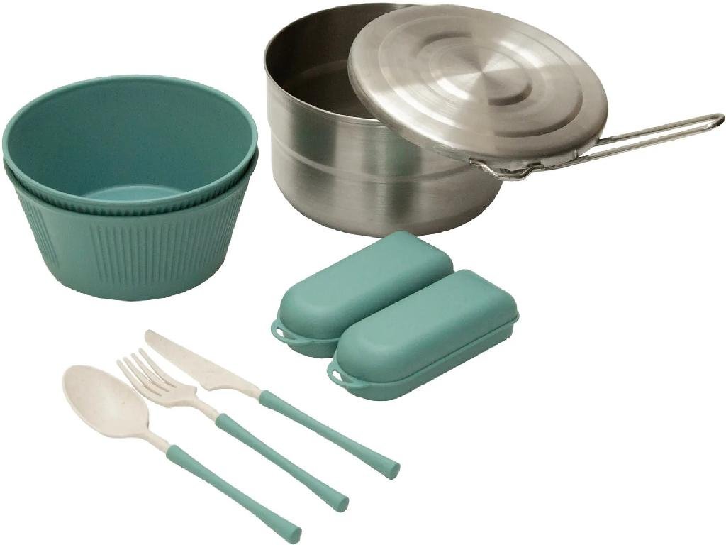 S/SPORT 17378 2-Person Cook Set, 304 Stainless Steel & Wheat Straw
