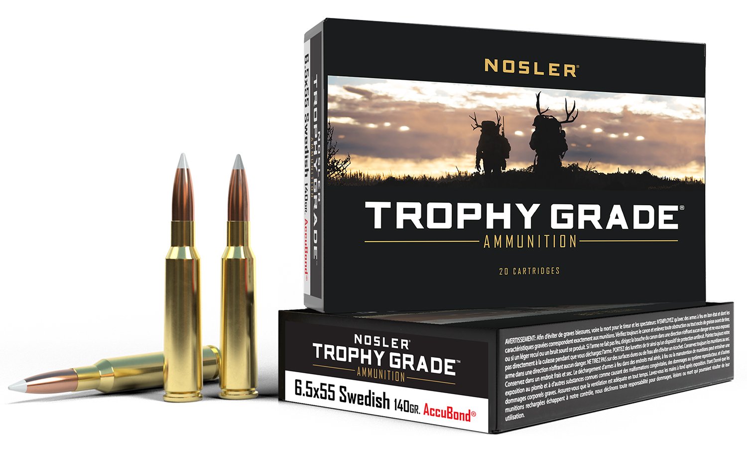 Nosler 60022 6.5x55 Swedish 140 Grain AccuBond 20 Rounds Brass Cased - Nosler - NOSLER ACCUBOND