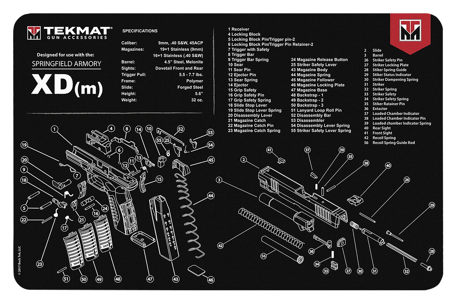 Springfield XDM TekMat 11"x17" Armorer's Bench Mat with Microfiber TekTowel - TEKMAT